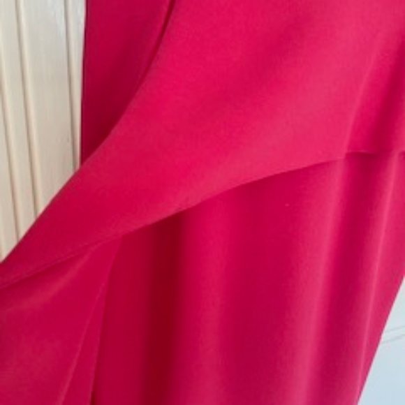 Teri Jon size 6 watermelon asymetrical waist cap sleeves knee length dress - Picture 2 of 11